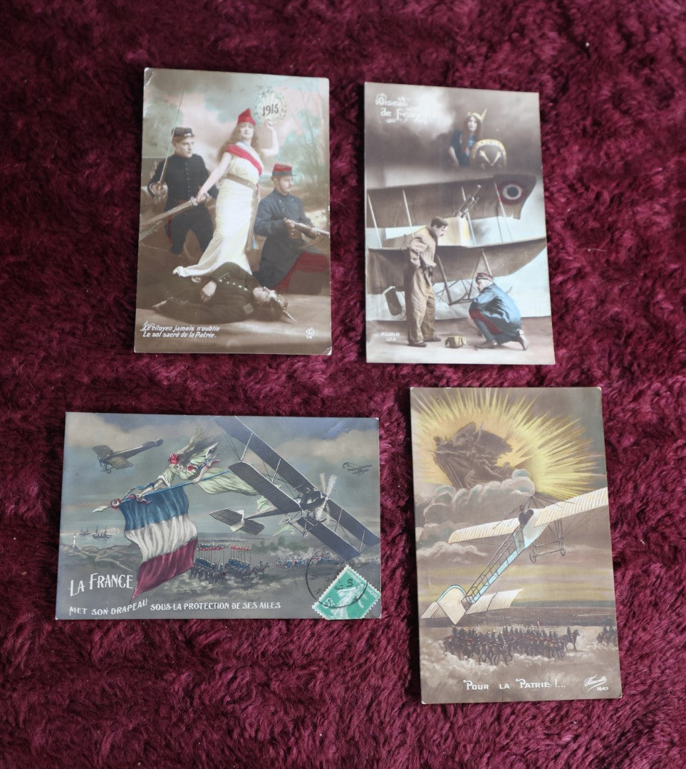 Lot 028 - Grouping Of Four Color Antique French World War I Postcards ...