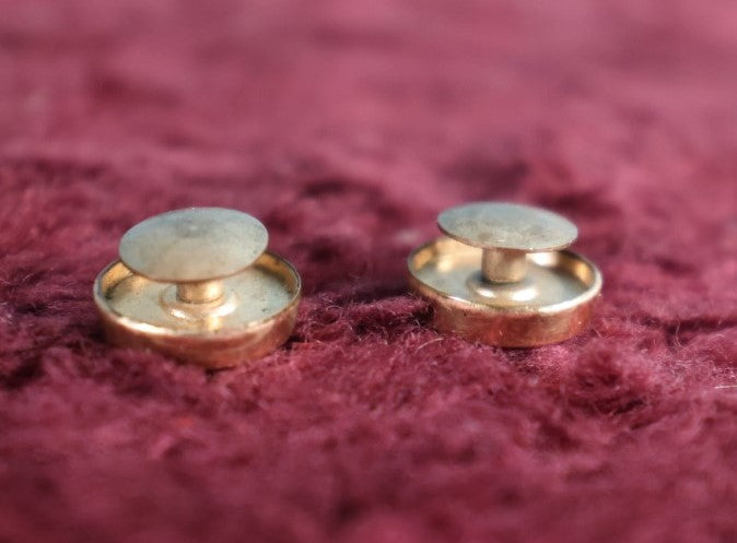 Lot 127 - Pair Of Tiny Antique Woman Portrait Photo Cdv Cuff Link Buttons
