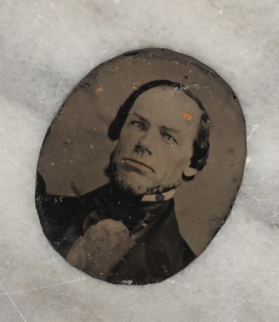 Lot 132 - Grouping Of Fifteen Antique Tintype Photographs Of Men, Including Old Man With White Hair And Grin, Bearded Man In Hat, Man With Large Mustache, Man With Nautical Backdrop, And Others