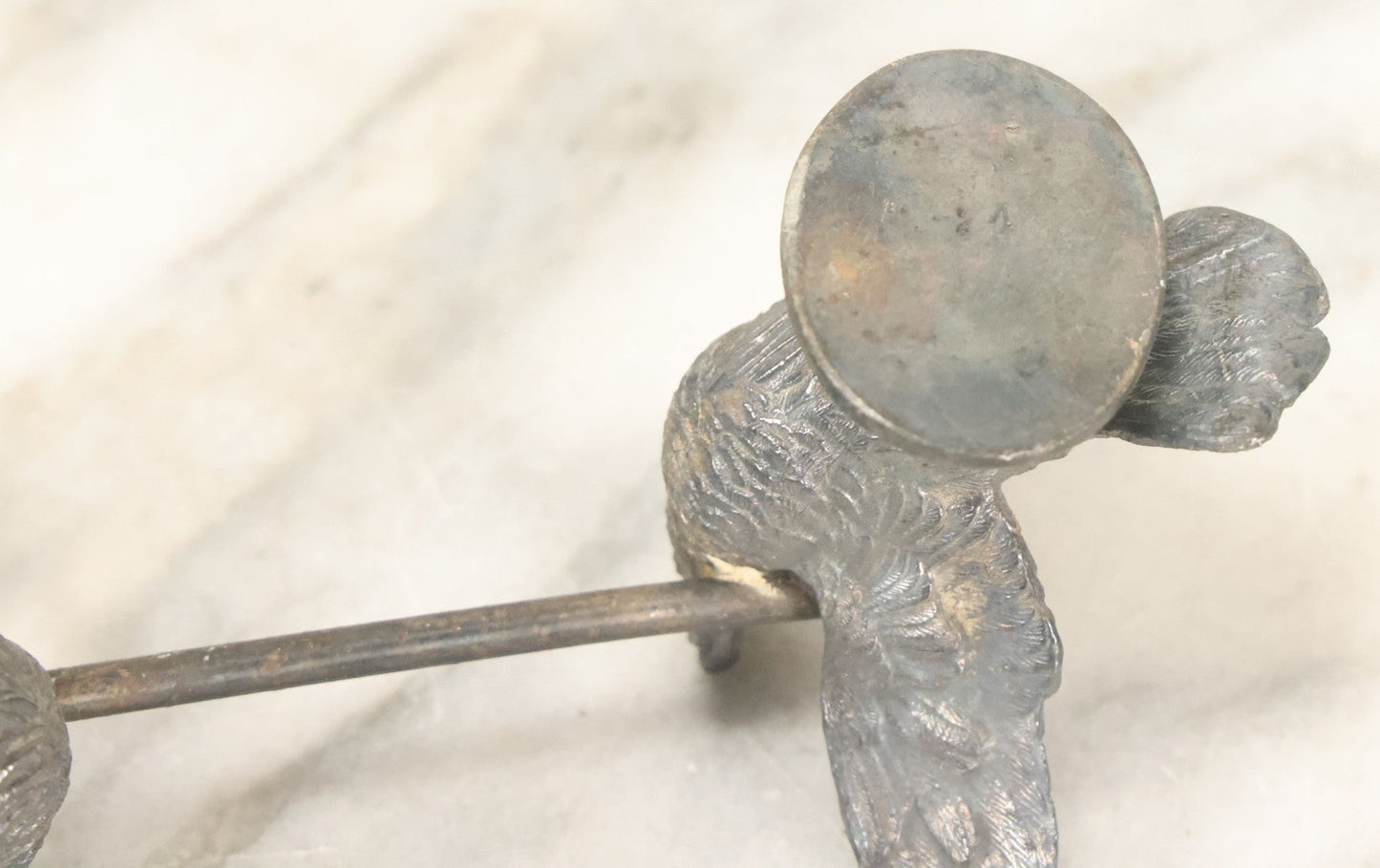 Lot 085 - Antique Silverplate Cockatiel Parrot Bird Serving Kniferest With Numerical Marking On Bottom