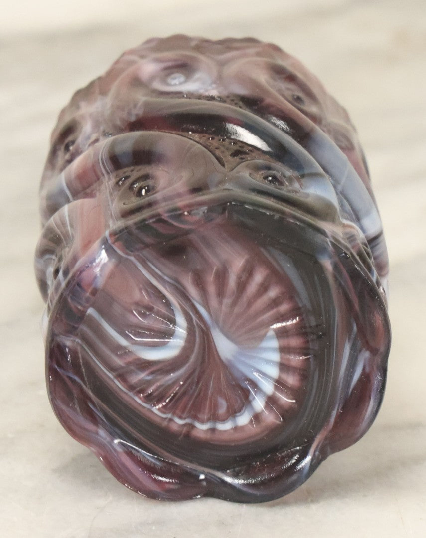 Lot 096 - Vintage Purple And White Swirl Slag Glass Toothpick Holder