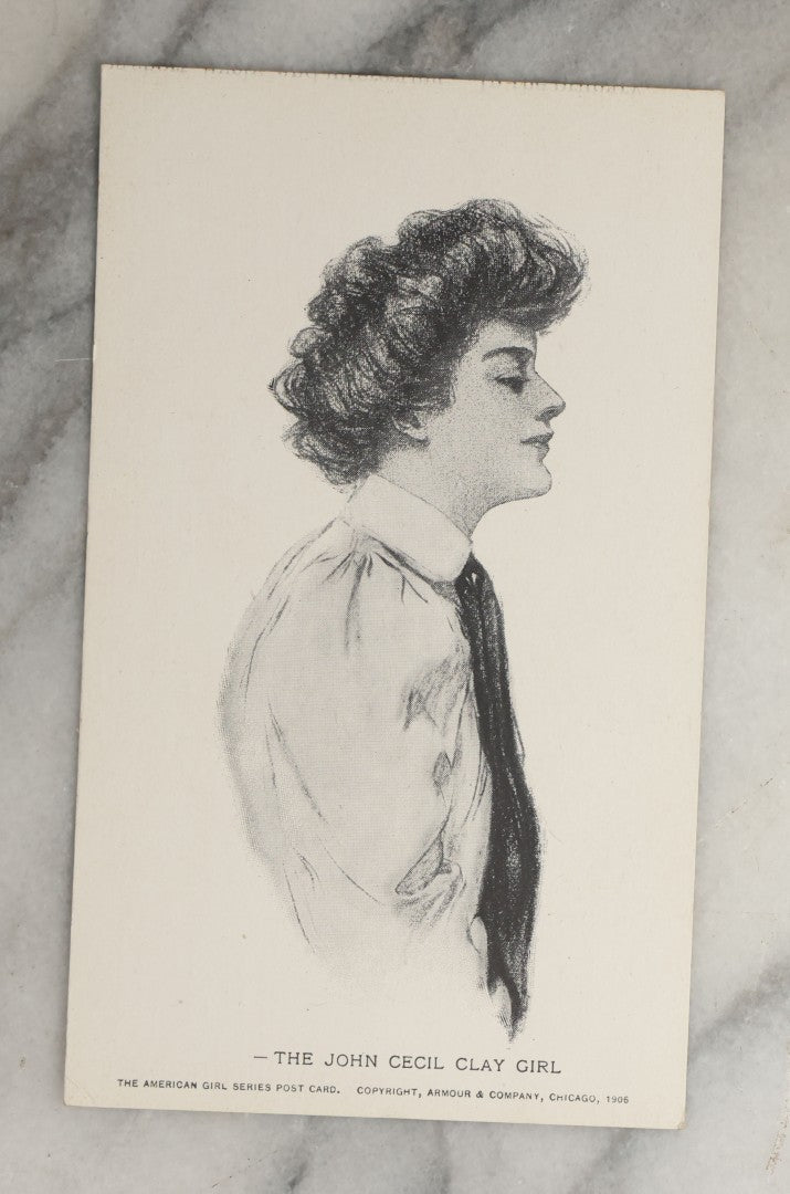Lot 089 - Grouping Of Ten Antique And Vintage Illustrated Postcards Of Women Including Graduate, Girl With Birds, John Cecil Clay Girl, Etc., (Grouping I)