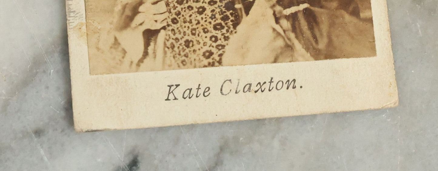 Lot 087 - Antique Carte De Visite C.D.V. Photograph Of American Actress Kate Claxton Wearing Busy Floral Dress