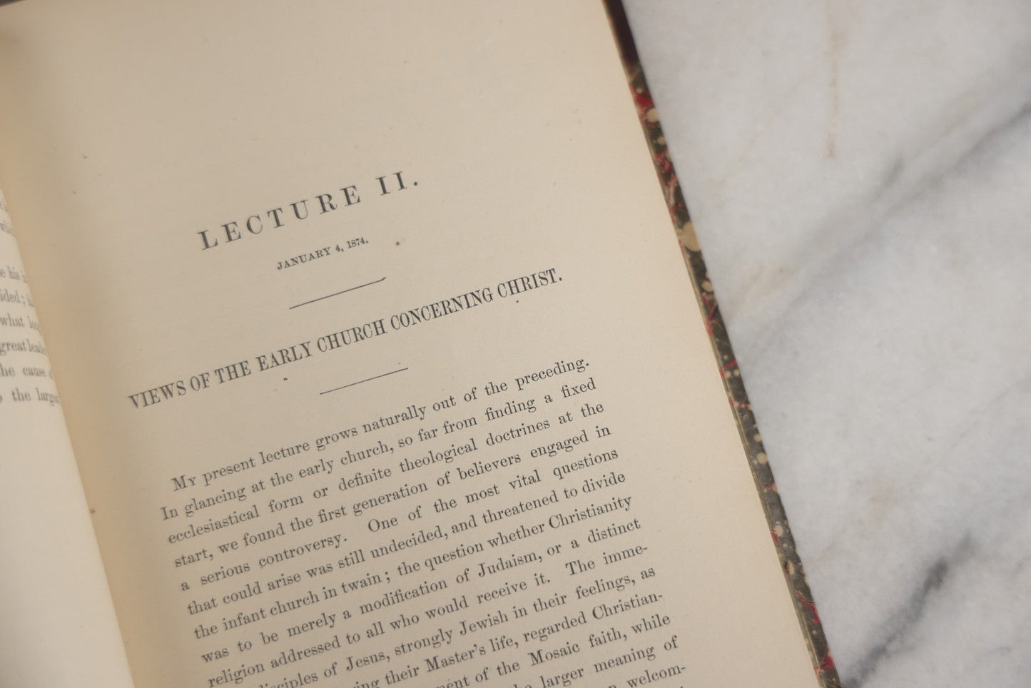 Lot 182 - "Ten Lectures On Orthodoxy And Heresy In The Christian Church" Antique Religious Book By Edward H. Hall, Privately Printed By Charles Hamilton, Palladium Office, Worcester, 1874, In Fine Period Half Leather Binding With Marbled Boards