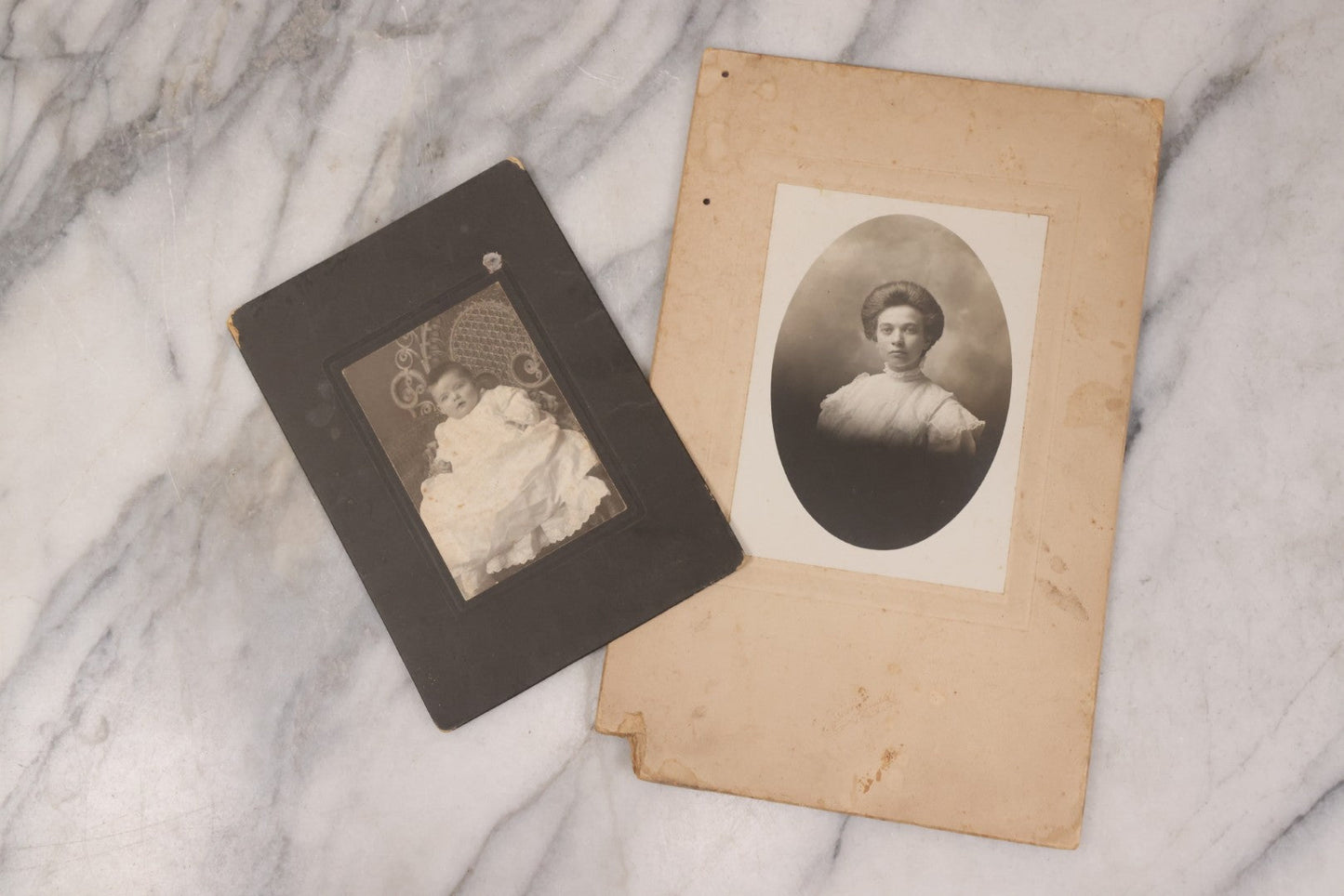 Lot 159 - Grouping Of 12 Antique Boarded And Cabinet Card Photographs, Including Wedding Portraits, Family With Dog, Interior Family Portrait, Other Portraits And Photos