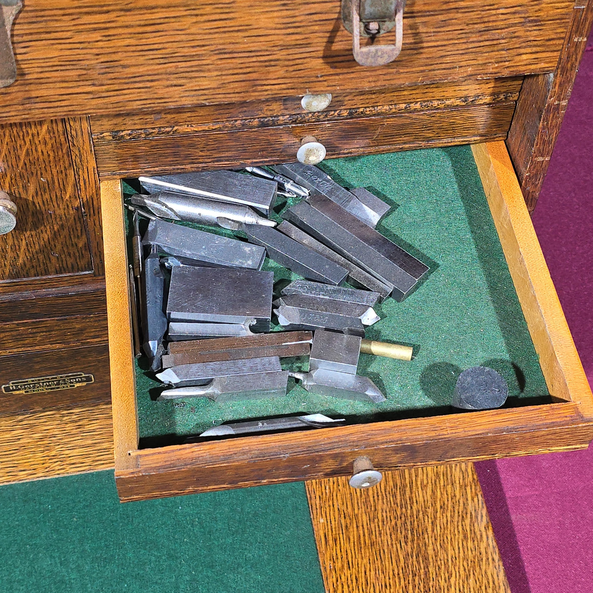 Vintage H. Gerstner & Sons Model 042 Oak Machinist Tool Chest with Contents, Manufactured by H. Gerstner & Sons, Dayton, Ohio
