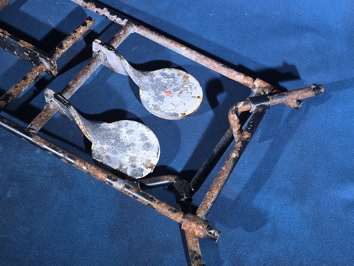 Vintage Iron Shooting Target Stand with Three Swinging Paddle Targets