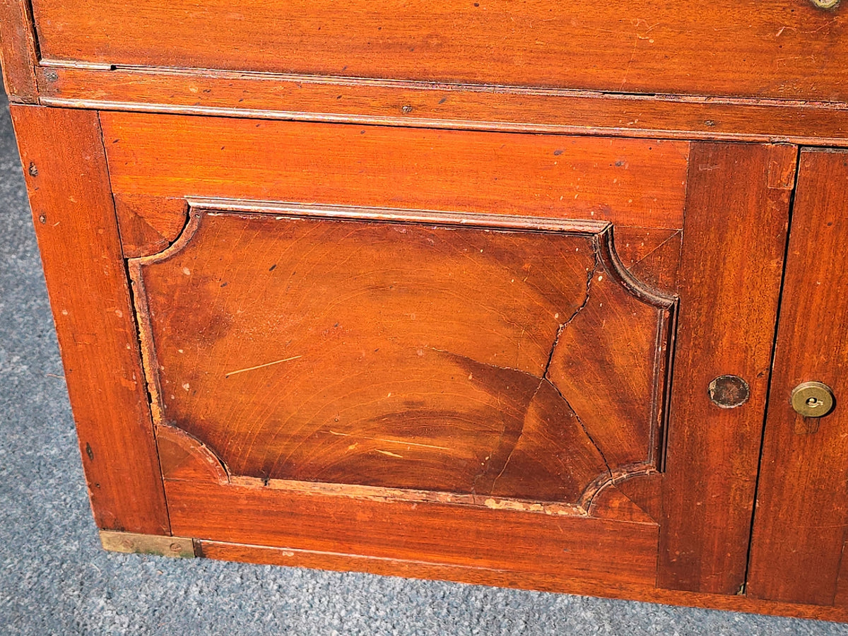 Antique Brass-Bound Campaign Chest with Fitted Interior