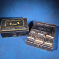 Lot 143 - Pair of Antique Toleware Boxes Including a Spice Box with Six Interior Canisters and a Cash Box with Brass Handle