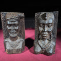Lot 072 - Pair of Vintage Hand-Carved African Bust Bookends, 7-3/4" H each