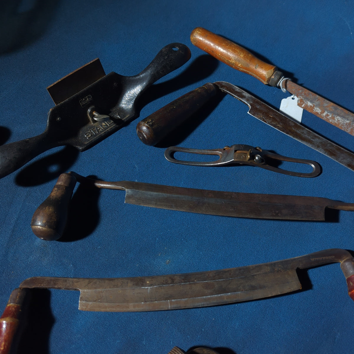 Grouping of 10 Antique and Vintage Draw Knives and Spokeshaves including Stanley
