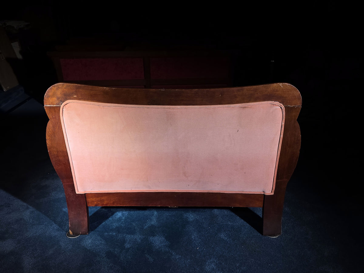 Antique Dutch Marquetry Inlaid Upholstered Settee