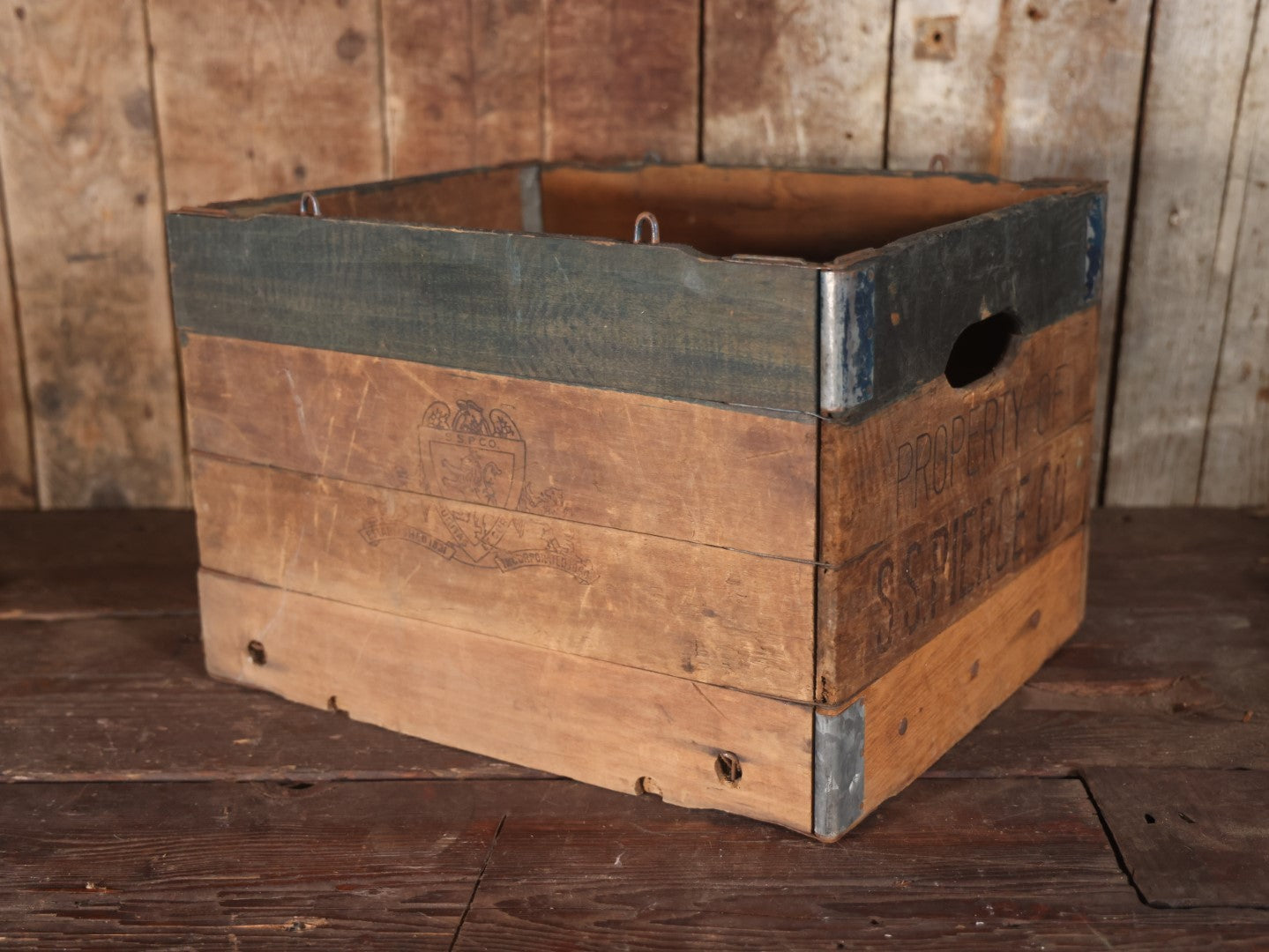 Antique S.S. Pierce & Co., Boston Importers And Grocers, Folding Wooden Crate