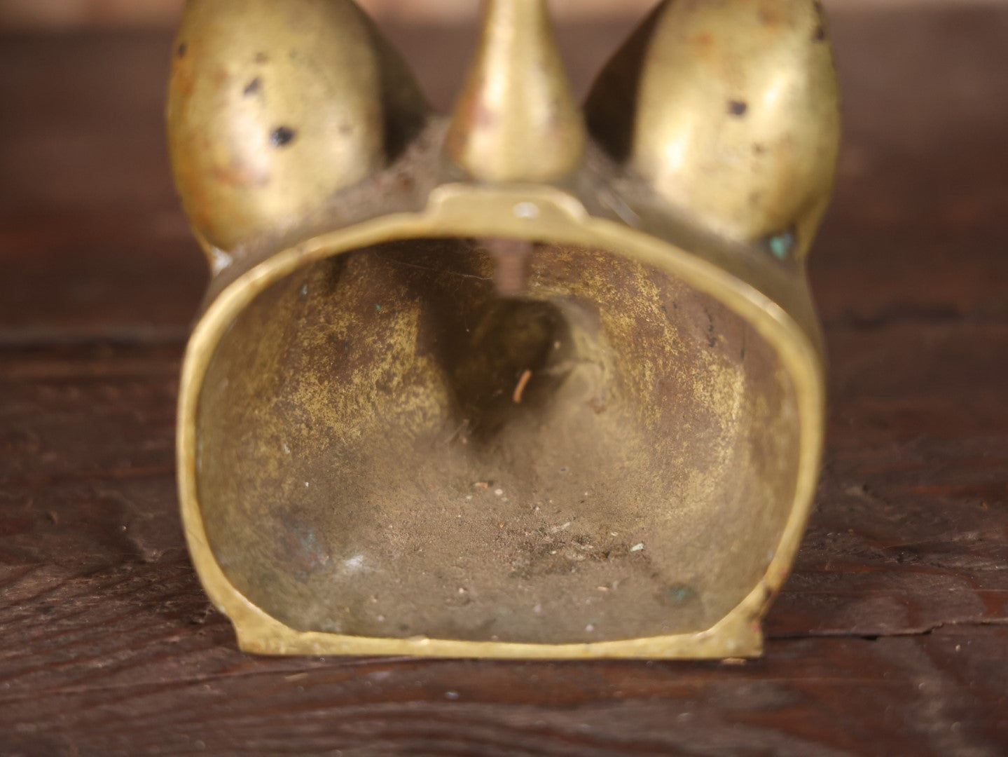 Antique Cast Brass Fox Head Door Stop With Tail Handle, Maker's Mark