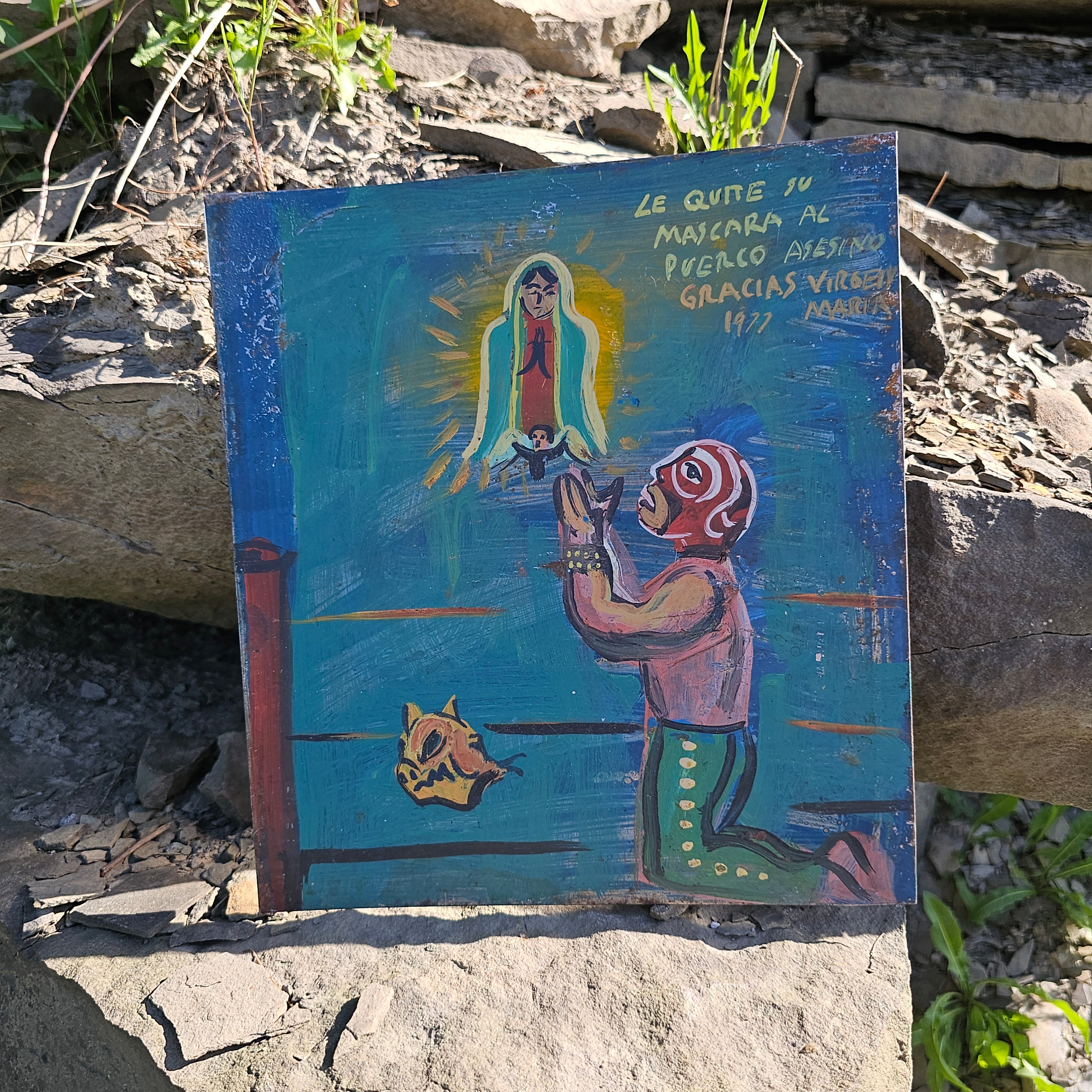 Original Vintage 1977 Lucha Libre Mexican Wrestler Retablo Devotional ...