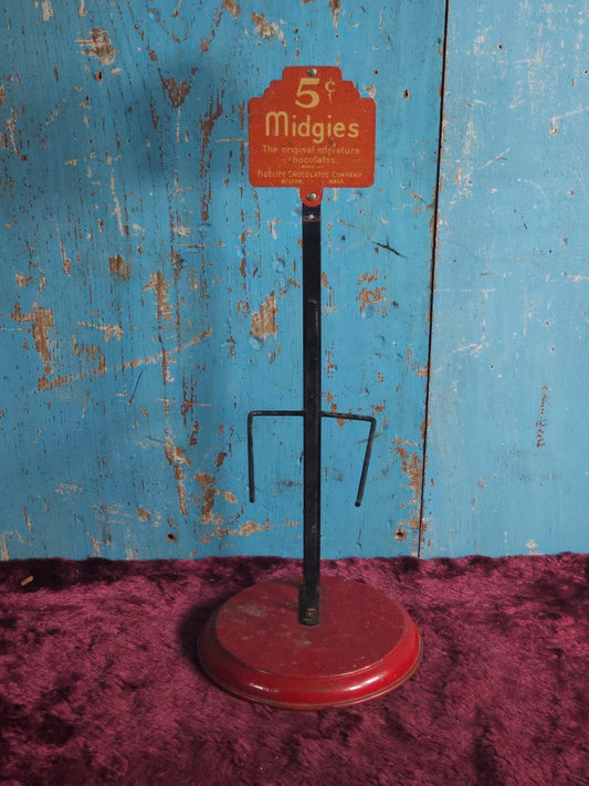 Vintage 5c "Midgies" Miniature Chocolate Candy Display, By Fidelity Chocolates Company, Boston, Ma