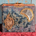 Lot 021 - Antique Photo Album, Blue Velvet, "Our Friends" Engraved Plaque, Poor Interior Condition, But Good Photos, Mirror Cracked, 28 Photos