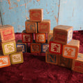 Lot 016 - Grouping Of Twenty Vintage Disney Mickey Mouse Alphabet Blocks, Wood