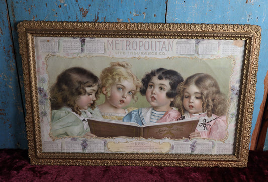Lot 031 - Antique Metropolitan Life Insurance Co. 1898 Calendar Print Advertisment In Ornate Gold Frame