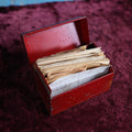Lot 086 - Vintage Red Tin Box With Hand Written Recipes, Other Notes And Ephemera