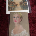 Lot 121 - Pair Of Vintage Original Artworks, Painting Of Woman, Watercolor Landscape, Unframed