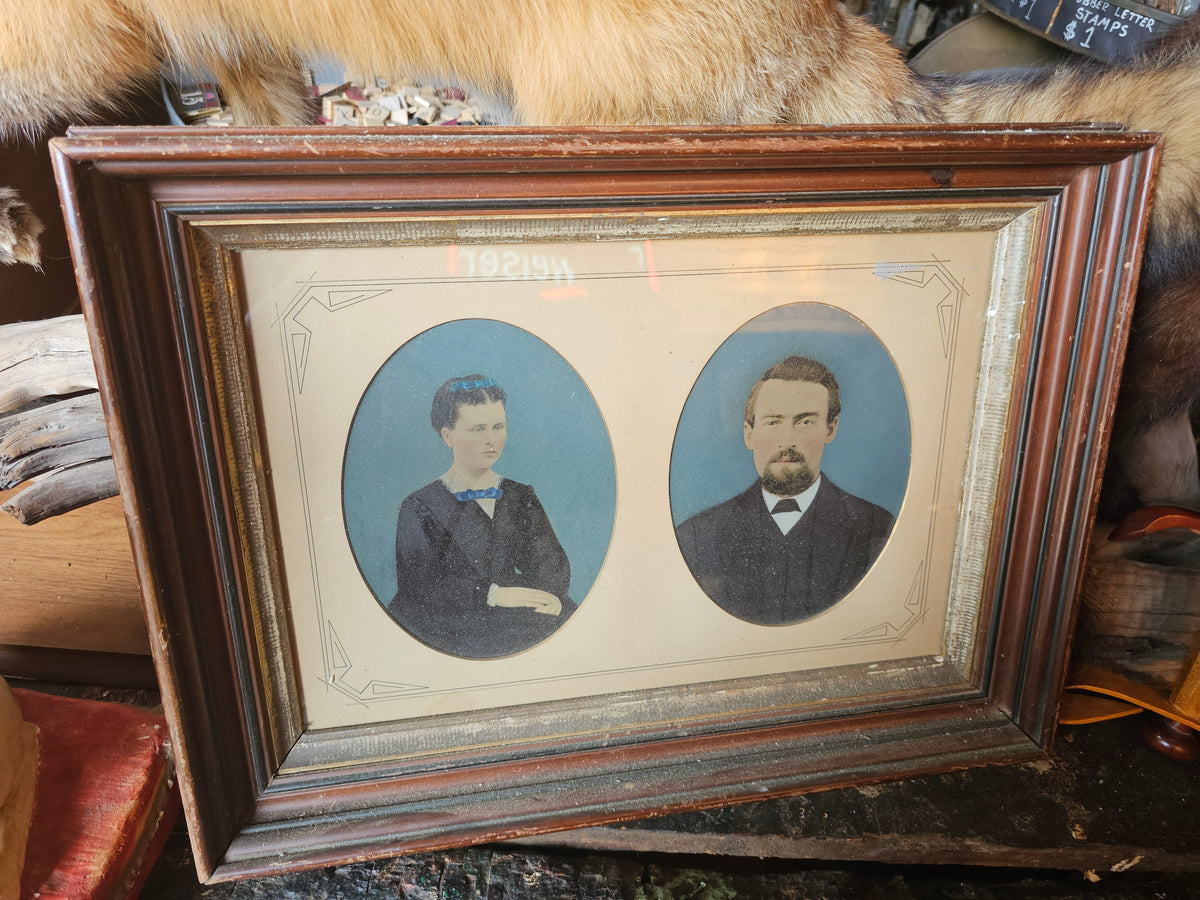 Antique Double Full Plate Tintype Photographs Framed, Hand Tinted, Man ...