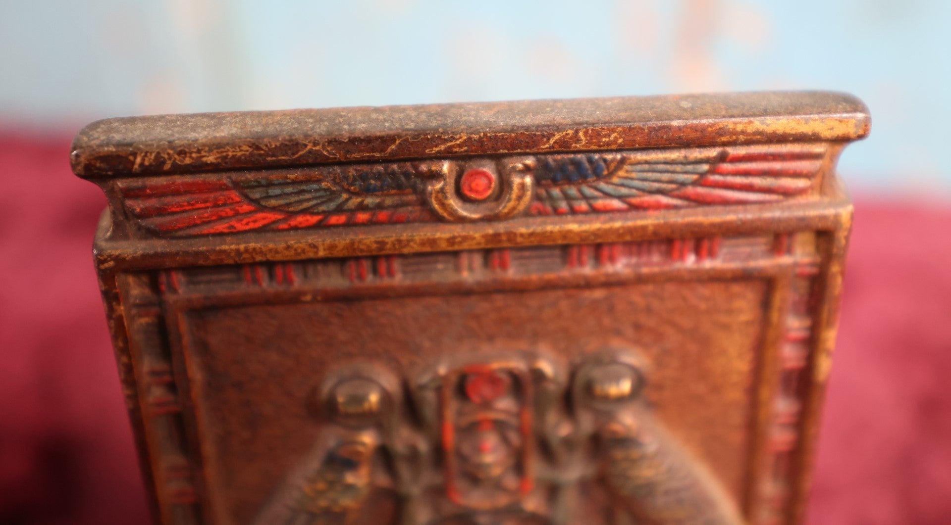 Lot 012 - Antique Egyptian Revival Art Deco Single Book End, Painted Cast Iron, By Cjo Judd Art