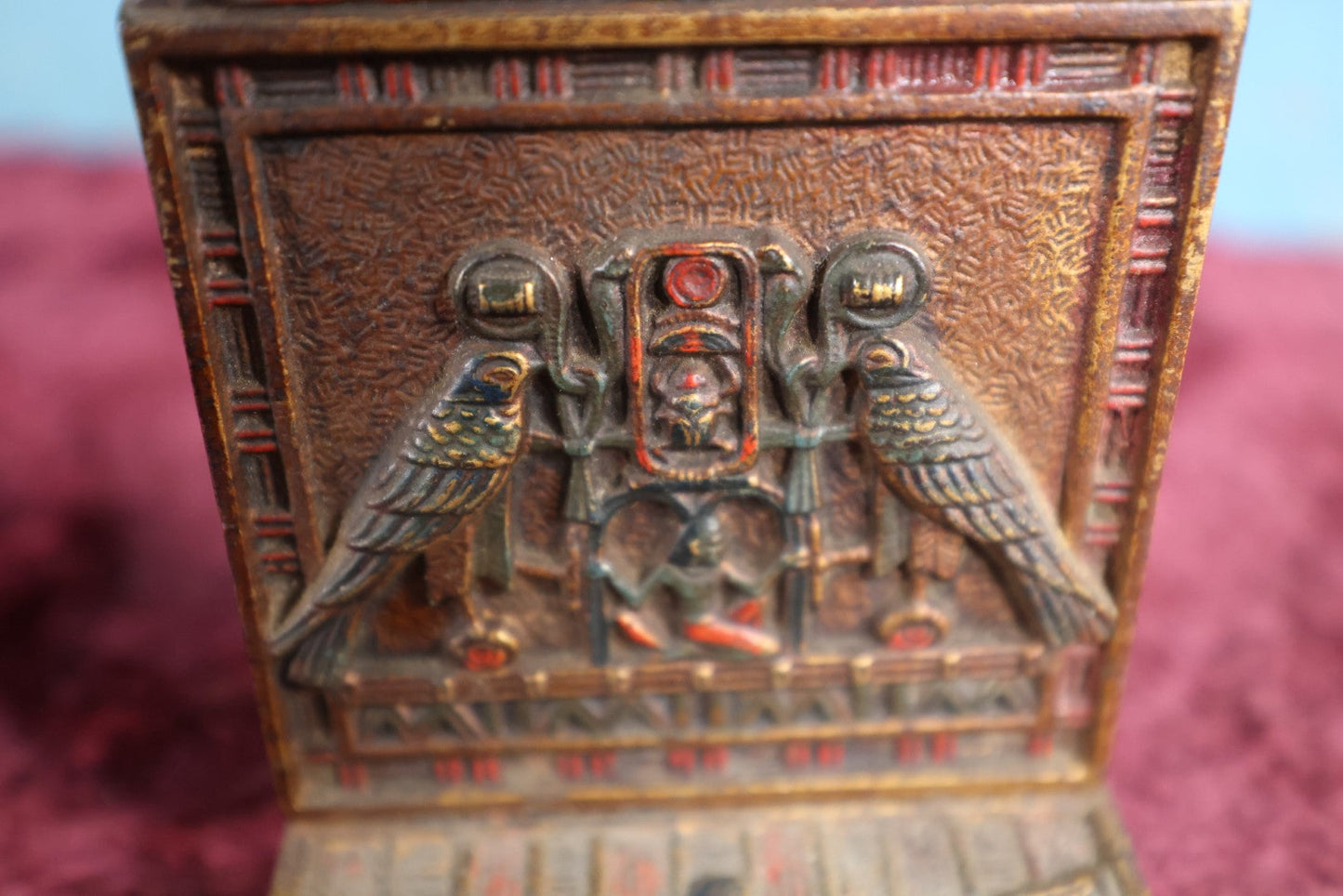 Lot 012 - Antique Egyptian Revival Art Deco Single Book End, Painted Cast Iron, By Cjo Judd Art