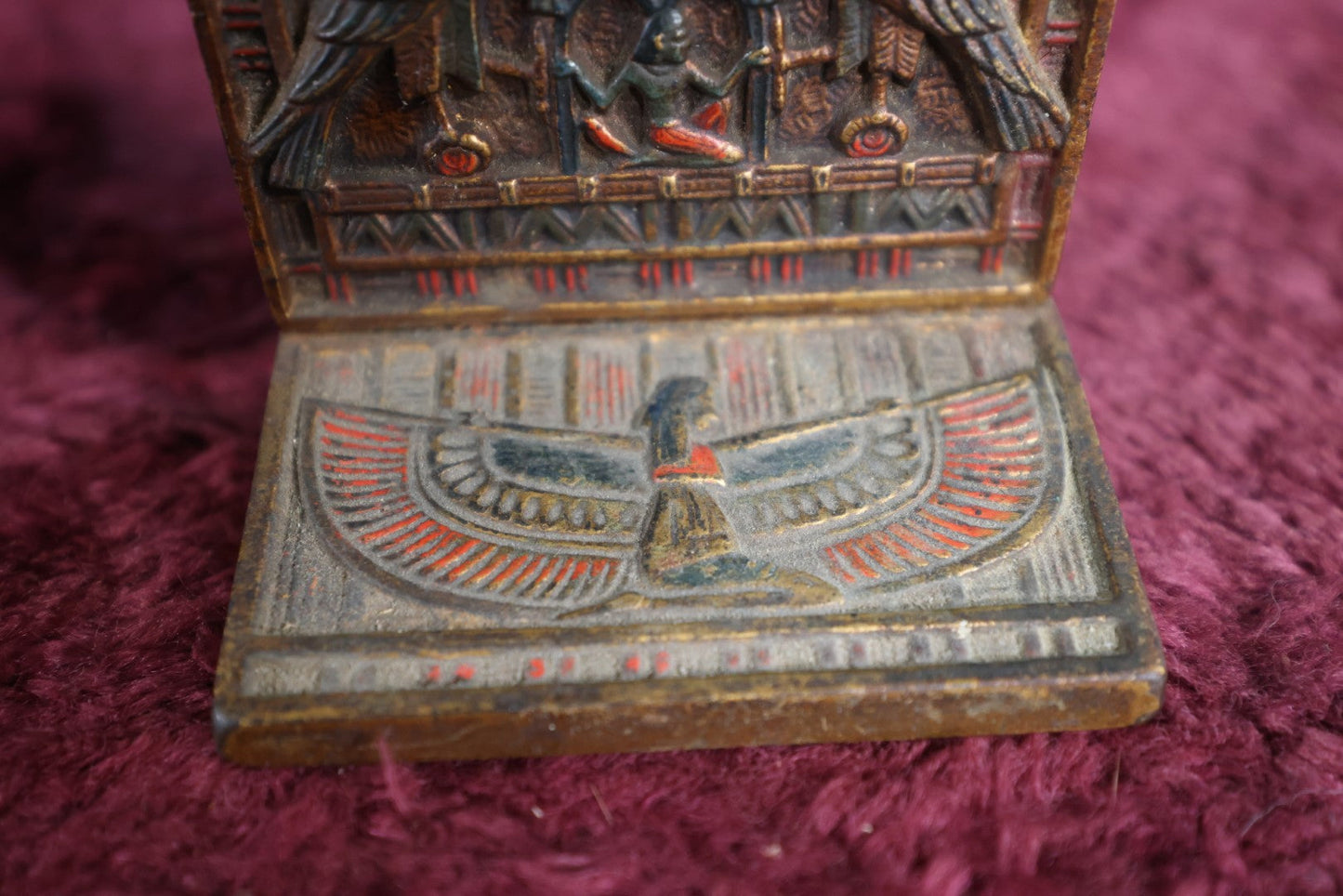 Lot 012 - Antique Egyptian Revival Art Deco Single Book End, Painted Cast Iron, By Cjo Judd Art
