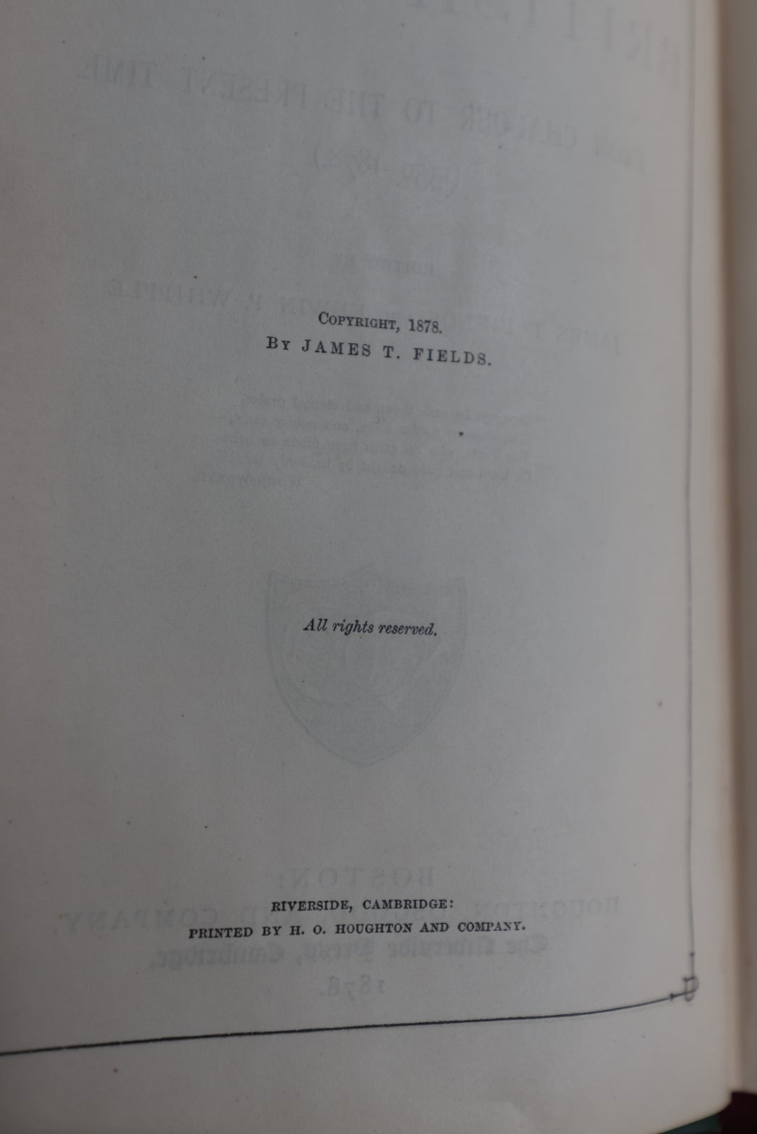 Lot 068 - The Family Library Of British Poetry, Antique Book, Edited By James T. Fields And Edwin P. Whipple, 1878 Antique Book, Illustrated