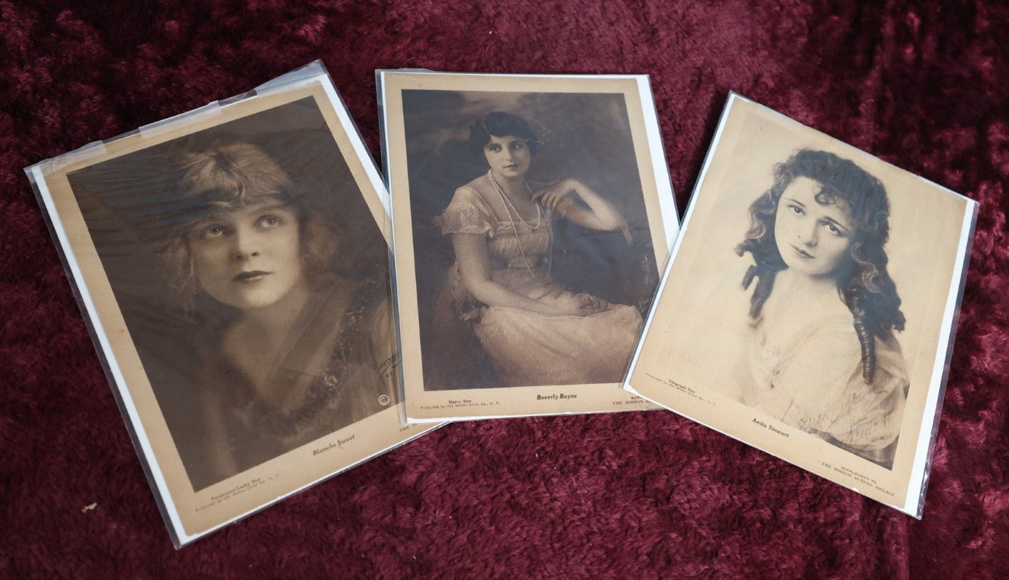 Lot 078 - Grouping Of Three Newspaper Clippings Of Actresses - Blanche Sweet, Beverly Bayne, Anita Stewart - Boston Sunday Herald Supplement