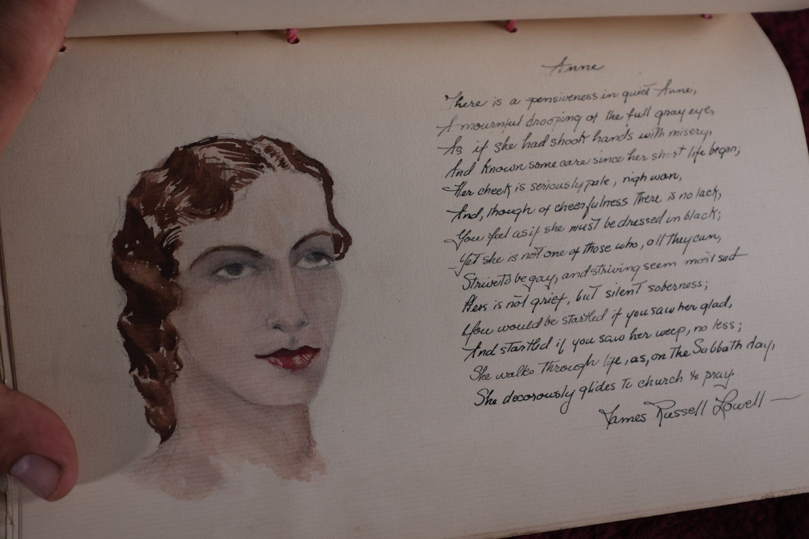 Lot 112 - Antique Hand Painted Water Color Poetry And Calligraphy Book By V.F. Hancock, Edgar Allan Poe Poems And More