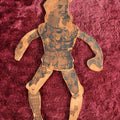 Lot 118 - Antique Jointed Wooden Clown Toy, Paper On Wood, Losses To Paper
