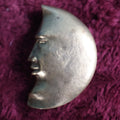 Lot 030 - Vintage Cast Iron Gold Colored Half Man In The Moon Sun Man Paperweight Novelty, Signed Kypris, Heavy