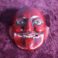 Lot 049 - Vintage Hand Carved Red Face Devil-Like Mask With Tongue Sticking Out, Nepalese, Himalayan, Red Mask Of Joker