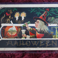 Lot 066 - Antique Halloween Postcard, H-25, Witch Mixing Potions With Cats, Candles, Note Losses, Bends, Damage