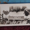Lot 086 - Antique Real Photo Postcard Rppc Of Man In Coffin, Flower Wreath Says Pillow Workers (?)