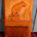 Lot 162 - Antique Folk Art Carved Circus Lion Wall Pocket Match Safe