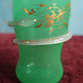 Lot 008 - Antique Uranium Glass Cup Or Vase With Snake Wrapped Around, Hand Painted Gold Details, Note Two + Chips, Glows Under Black Light
