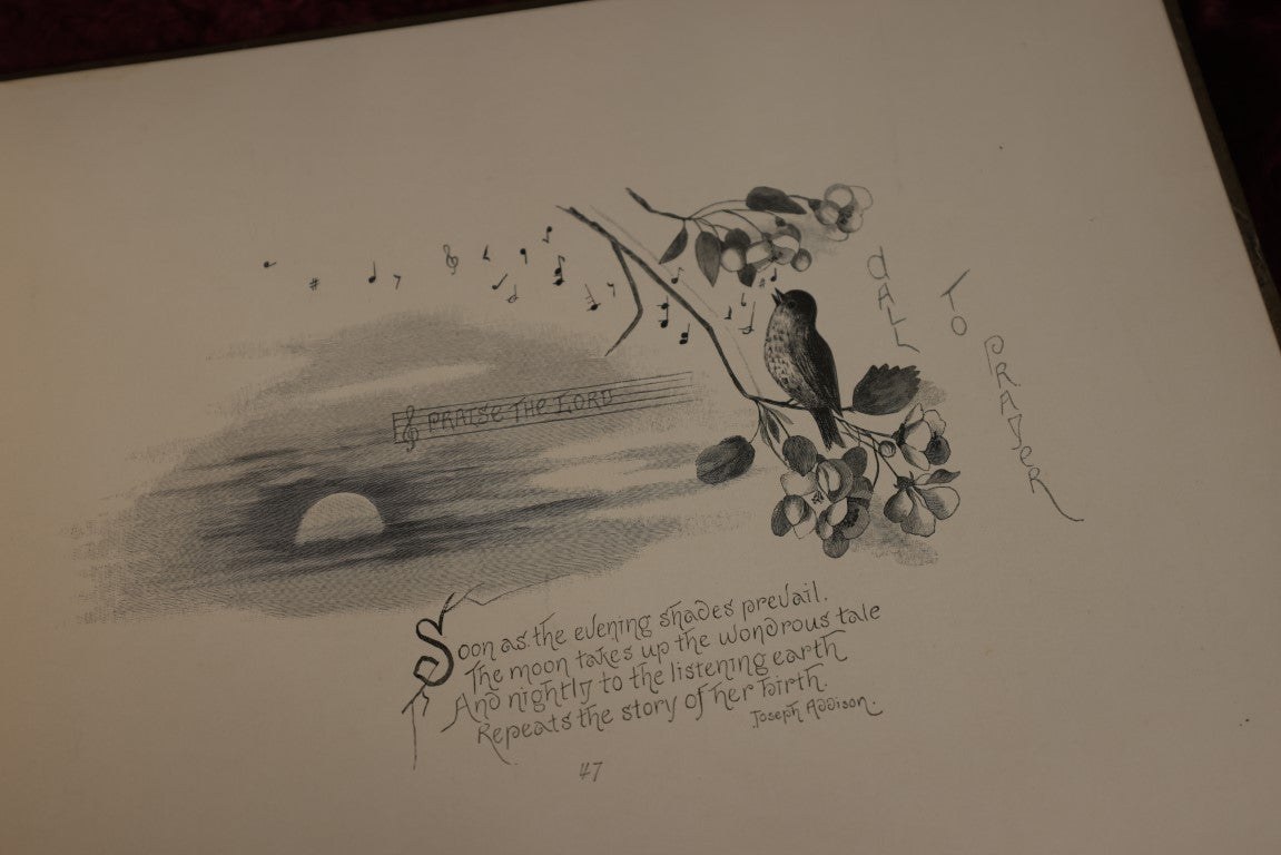Lot 021 - Nature's Hallelujah Illustrated And Arranged By Irene E. Jerome, 1888, Profusely Illustrated Book Of Poetry And More