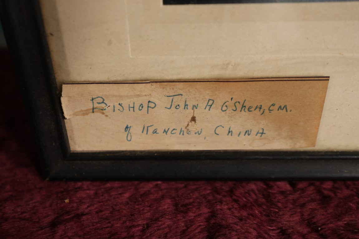 Lot 043 - Vintage Framed Photograph Of Priest, Bishop John A. O'shea, Kanchow, China, Handwriting On Photo, Chinese Characters