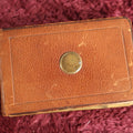 Lot 099 - Brown Leather Victorian Autograph Book With Brass Badge On Cover, Stunning Caligraphy Bird Drawing Pen And Ink By Charles A. Grant, 1884