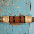 Lot 038 - Vintage Bull / Steer Horn Mount With Rope And Leather, Mounted To Board, Wall Hanger