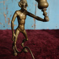 Lot 057 - Antique Bronze Satyr Devil Candlestick Holder, Balancing On Tail, No Maker's Mark