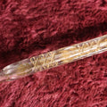 Lot 058 - Antique Lay Flat Perfume Glass Bottle Scent Vial With x Etching Marks, Gold Paint, No Stopper, About 6.5" Long