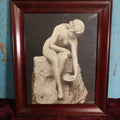 Lot 093 - Antique Framed German Print Depicting Nude Sculpture Of Woman With Lily, By Valentino Casal, Italian Sculptor, Print Copyright Friedrich O. Walter, Berlin