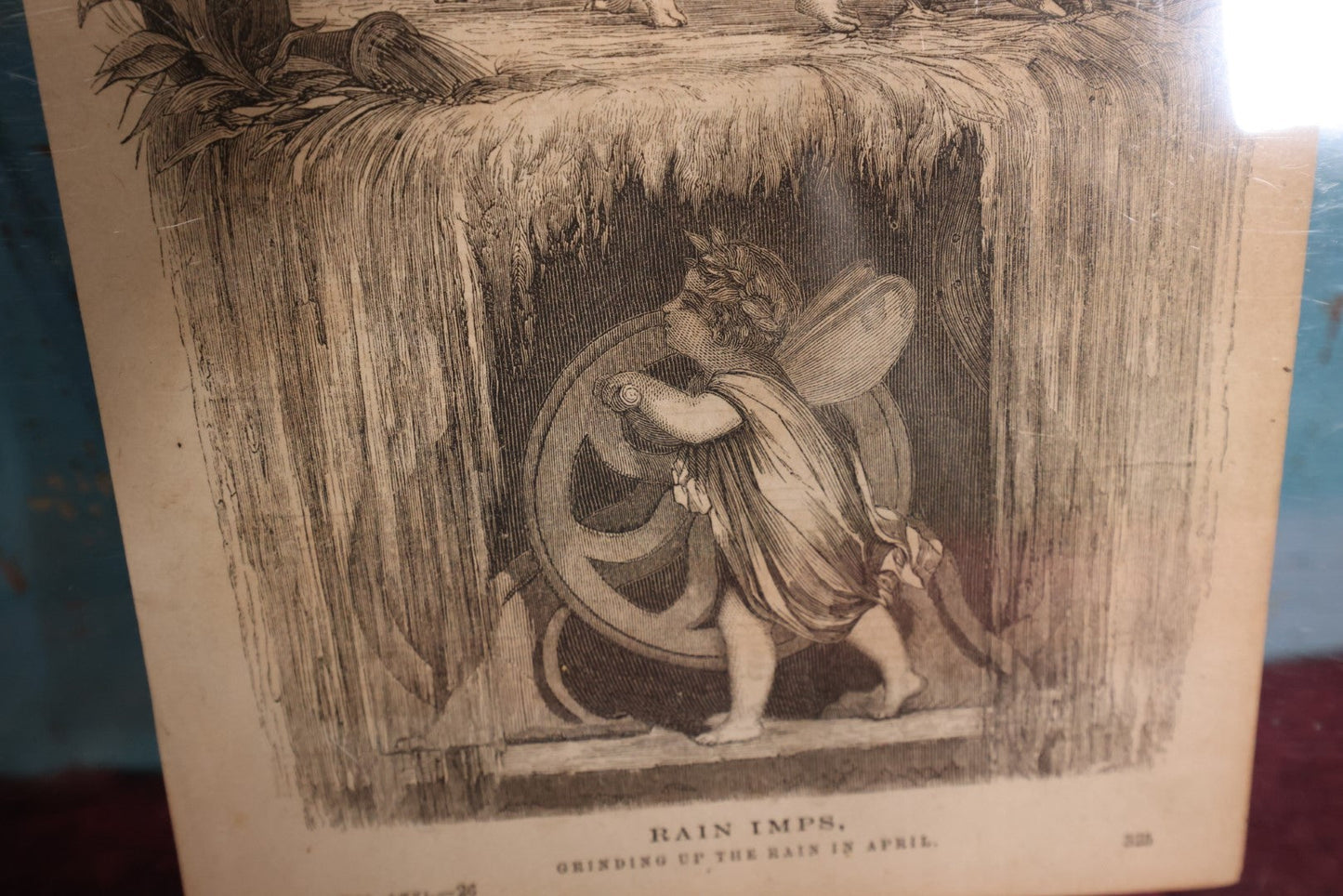 Lot 095 - Antique Engraving, Page From Music Book, "Rain Imps Grinding Up The Rain In April," Book Plate, Loose, Unframed