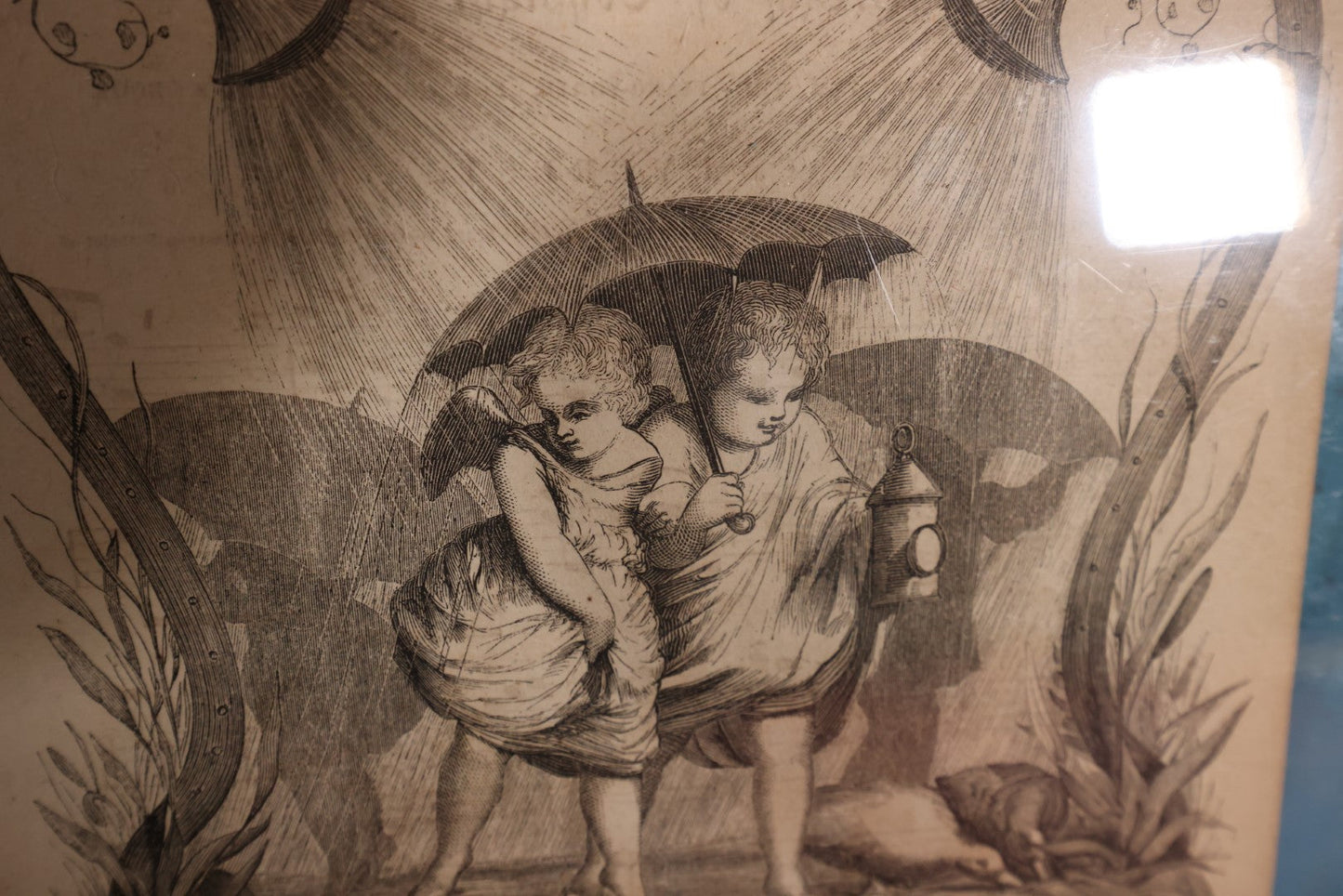 Lot 095 - Antique Engraving, Page From Music Book, "Rain Imps Grinding Up The Rain In April," Book Plate, Loose, Unframed