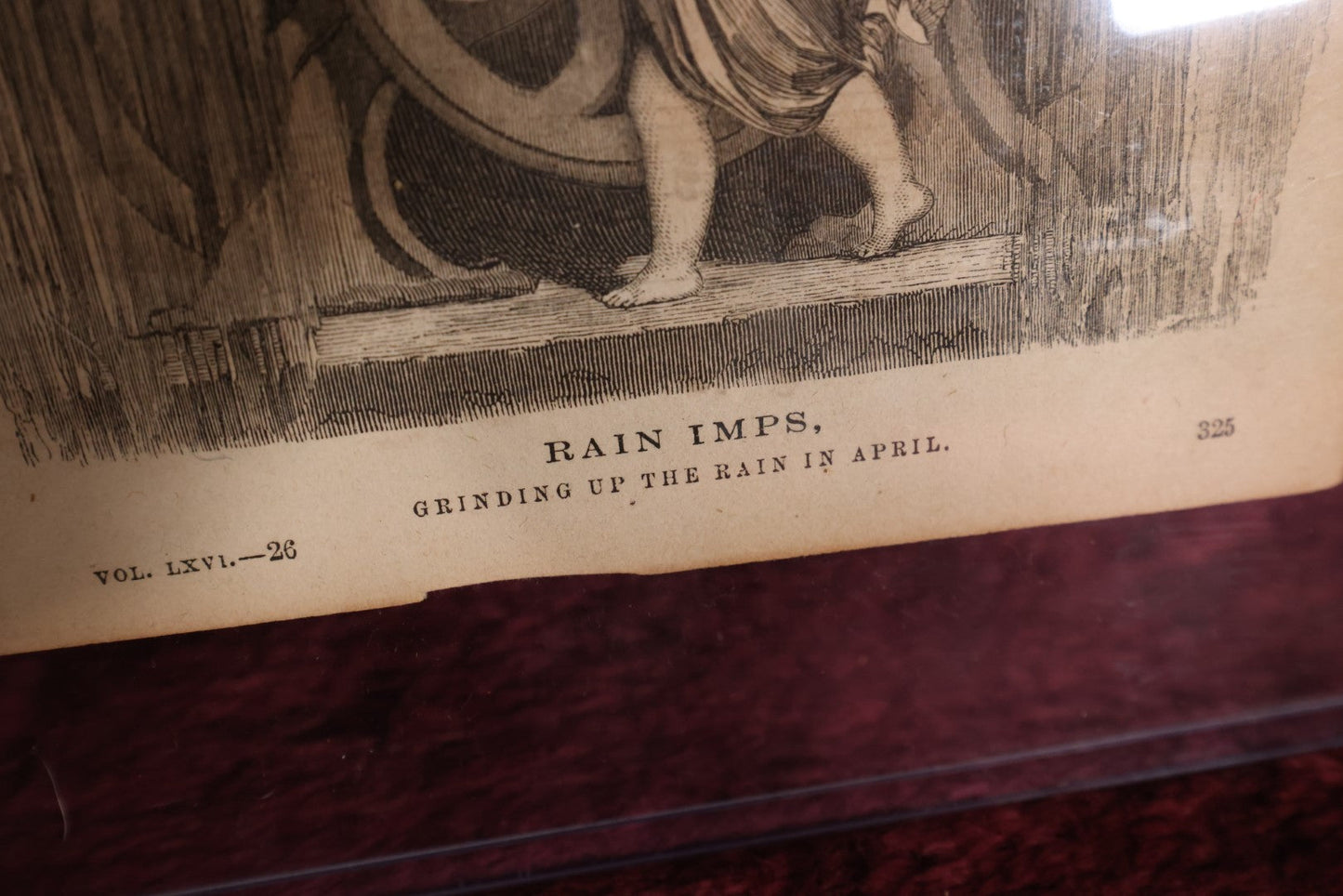 Lot 095 - Antique Engraving, Page From Music Book, "Rain Imps Grinding Up The Rain In April," Book Plate, Loose, Unframed