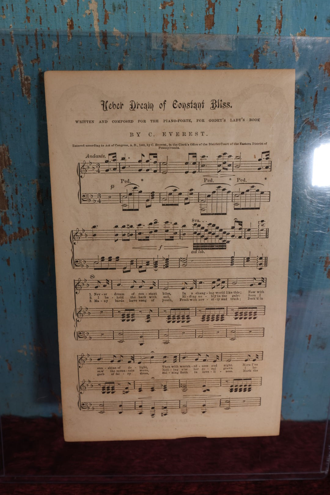 Lot 095 - Antique Engraving, Page From Music Book, "Rain Imps Grinding Up The Rain In April," Book Plate, Loose, Unframed